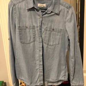 Light wash denim button down
